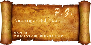 Passinger Gábor névjegykártya